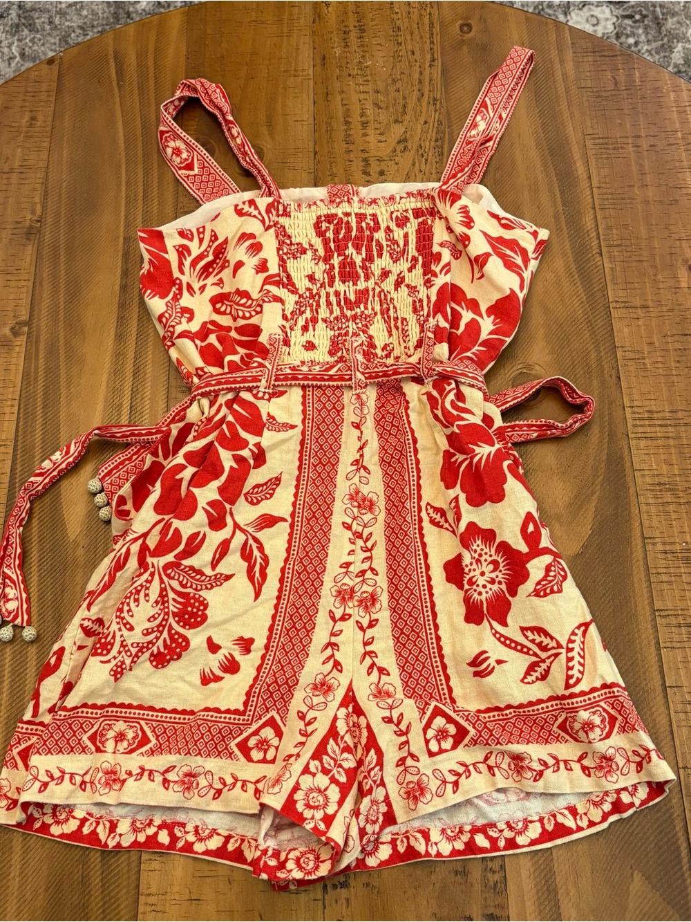 Rachel Zoe Rusty Orange & Tan Floral Print One Piece Romper w/ pockets
0412 - Picture 7 of 8